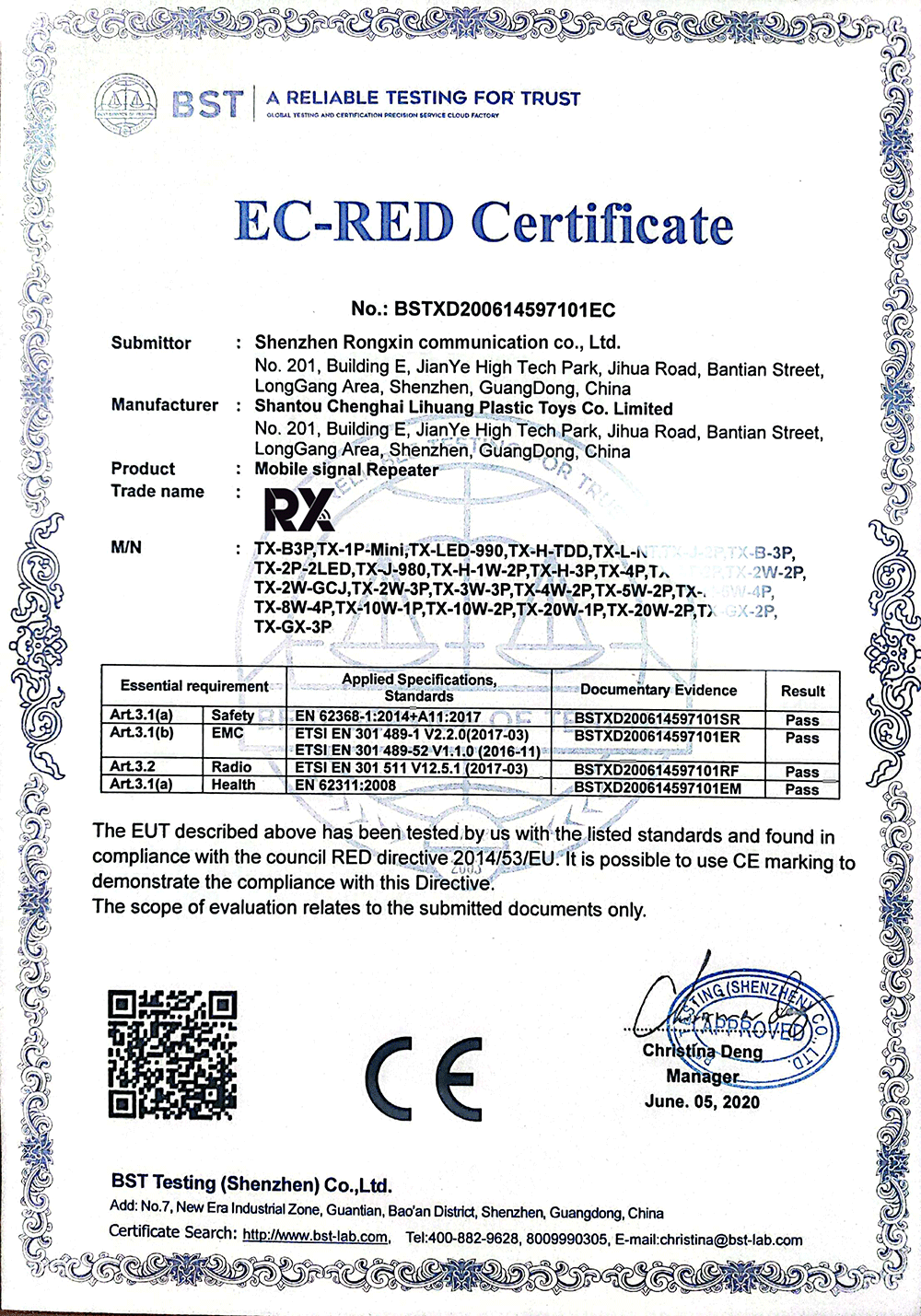 EC-RED Certificate